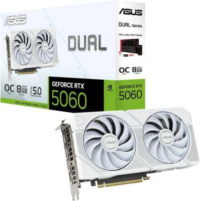 видеокарта ASUS nVidia GeForce RTX 5060 8Gb DUAL-RTX5060-O8G-WHITE Белый