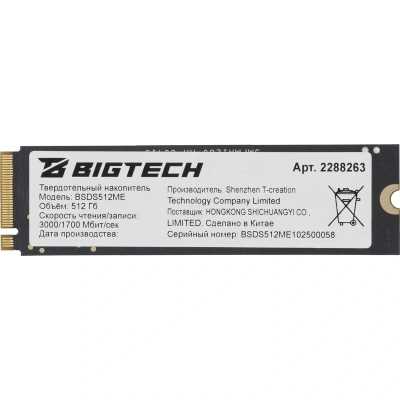 SSD диск BigTech 512Gb BSDS512ME Черный