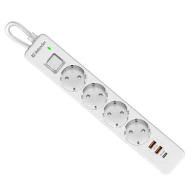 сетевой фильтр Defender DFS 141 White белый
