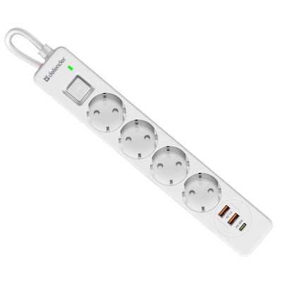 сетевой фильтр Defender DFS 143 White белый