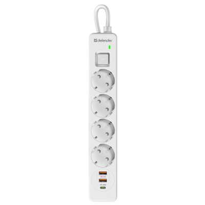 сетевой фильтр Defender DFS 143 White белый