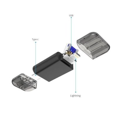 флешка DM 128Gb APD005 3 in 1 Черный