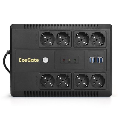 ИБП ExeGate Neo NNB-600.LED.AVR.8SH.CH Черный
