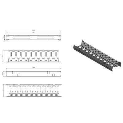кабельный органайзер Hyperline CMF-1U-FPL106-MCOV-RAL9005